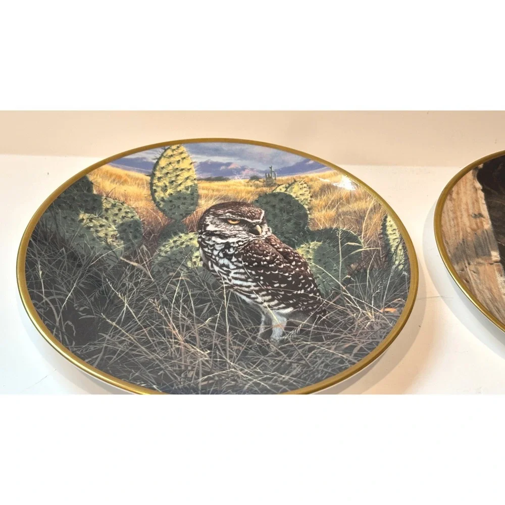 Spode Noble Owls of America Plates Set of 2 John Seerey-Lester Barn Burrowing